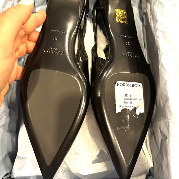 PRADA Pointed Toe Cutout Cut Out Strappy Leather Ballerina Ballet Flats - Picture 13 of 15